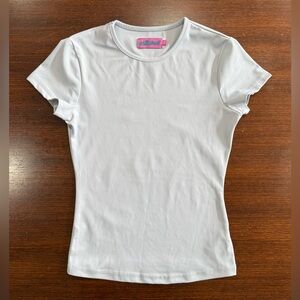 Edikted Pale Blue Short Sleeve Fitted Top, XS